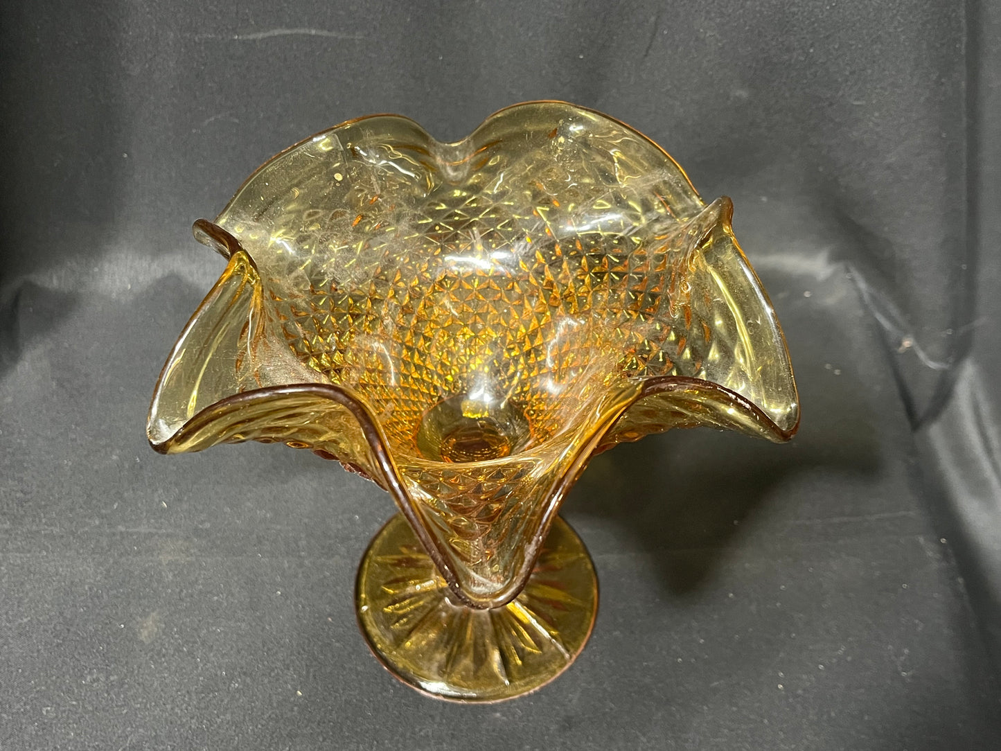 Amber Glass Pedestal Candy Dish