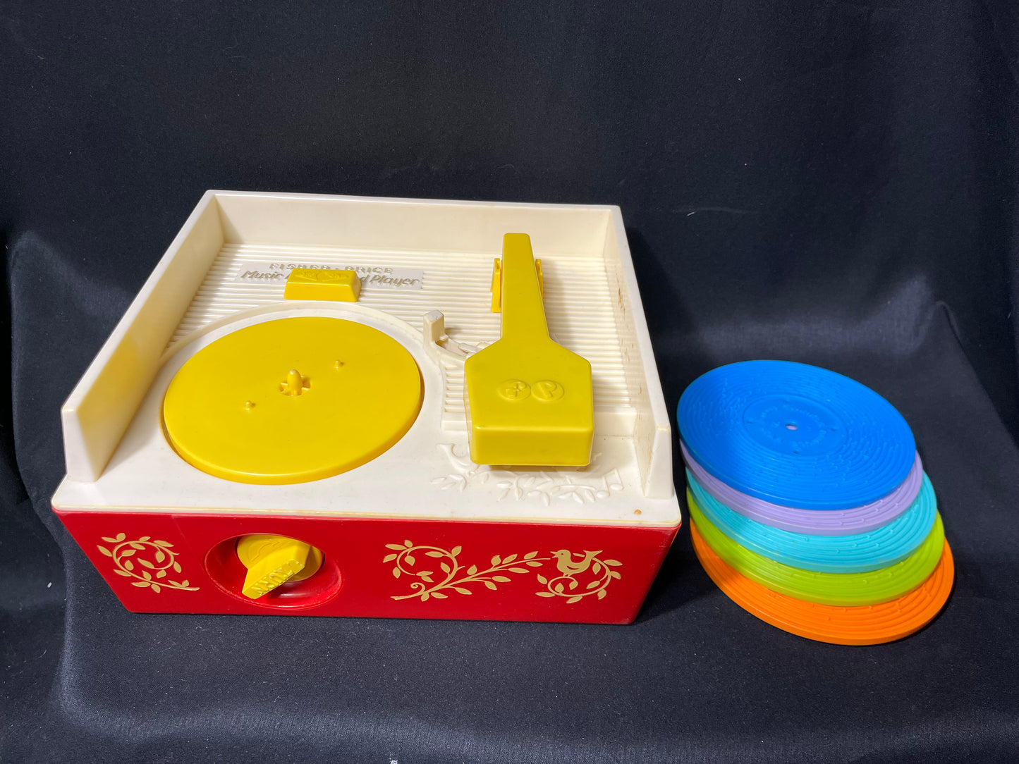 Vintage Fisher Price Music Box Record Player with Records