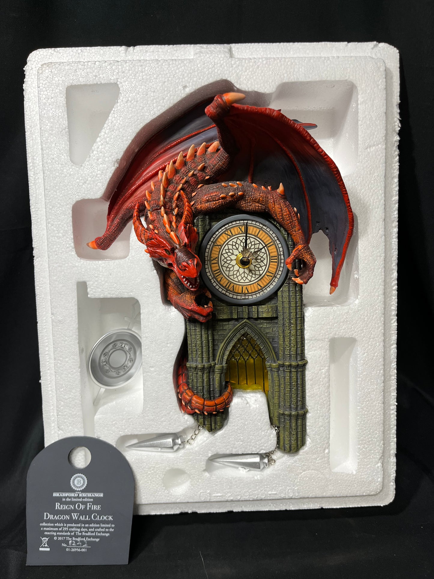Bradford Exchange Reign of Fire Dragon Illuminated Wall Clock with Sound 2017