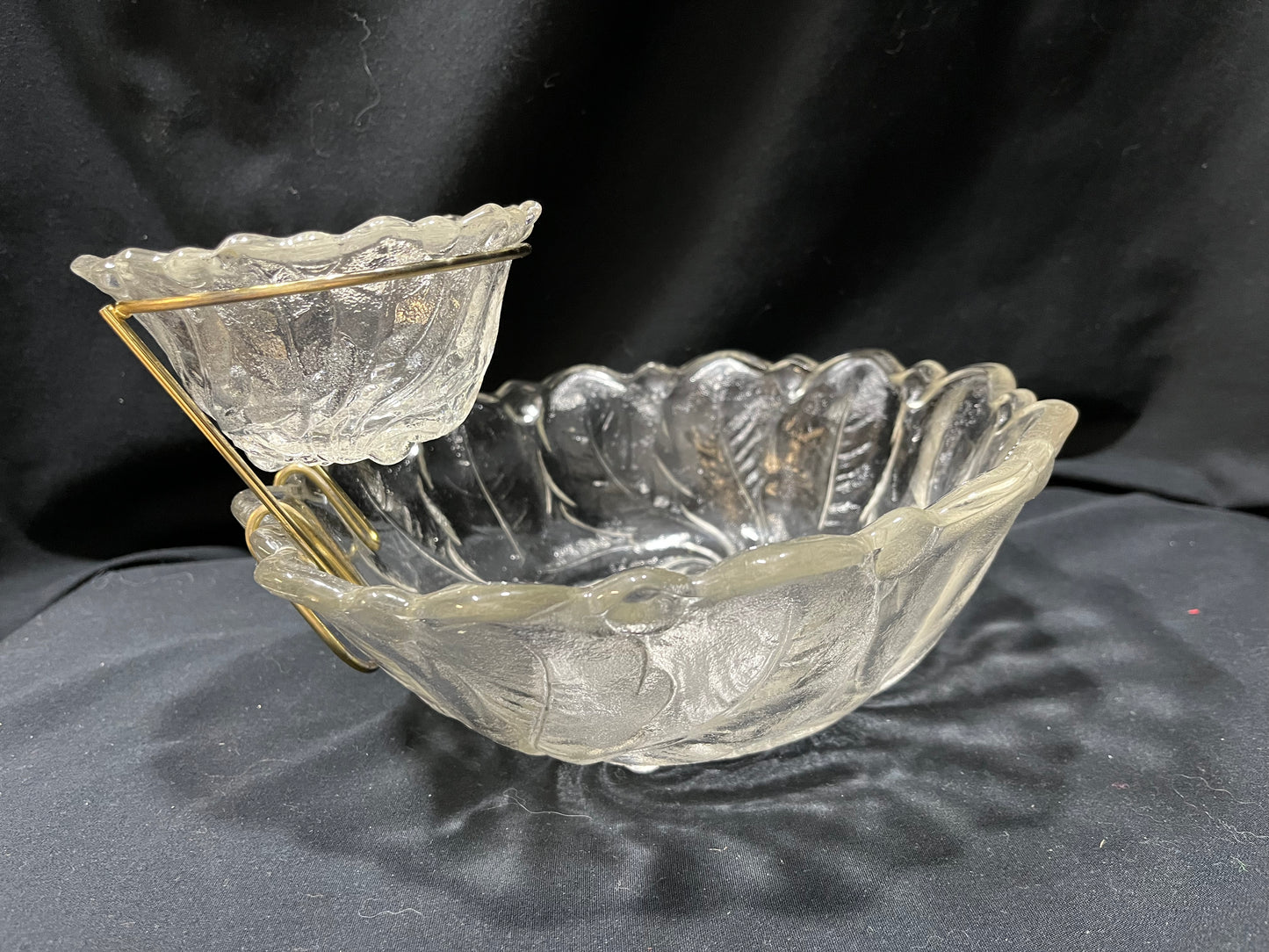 Chips and Dip Bowl with Gold Dip Stand - Glass