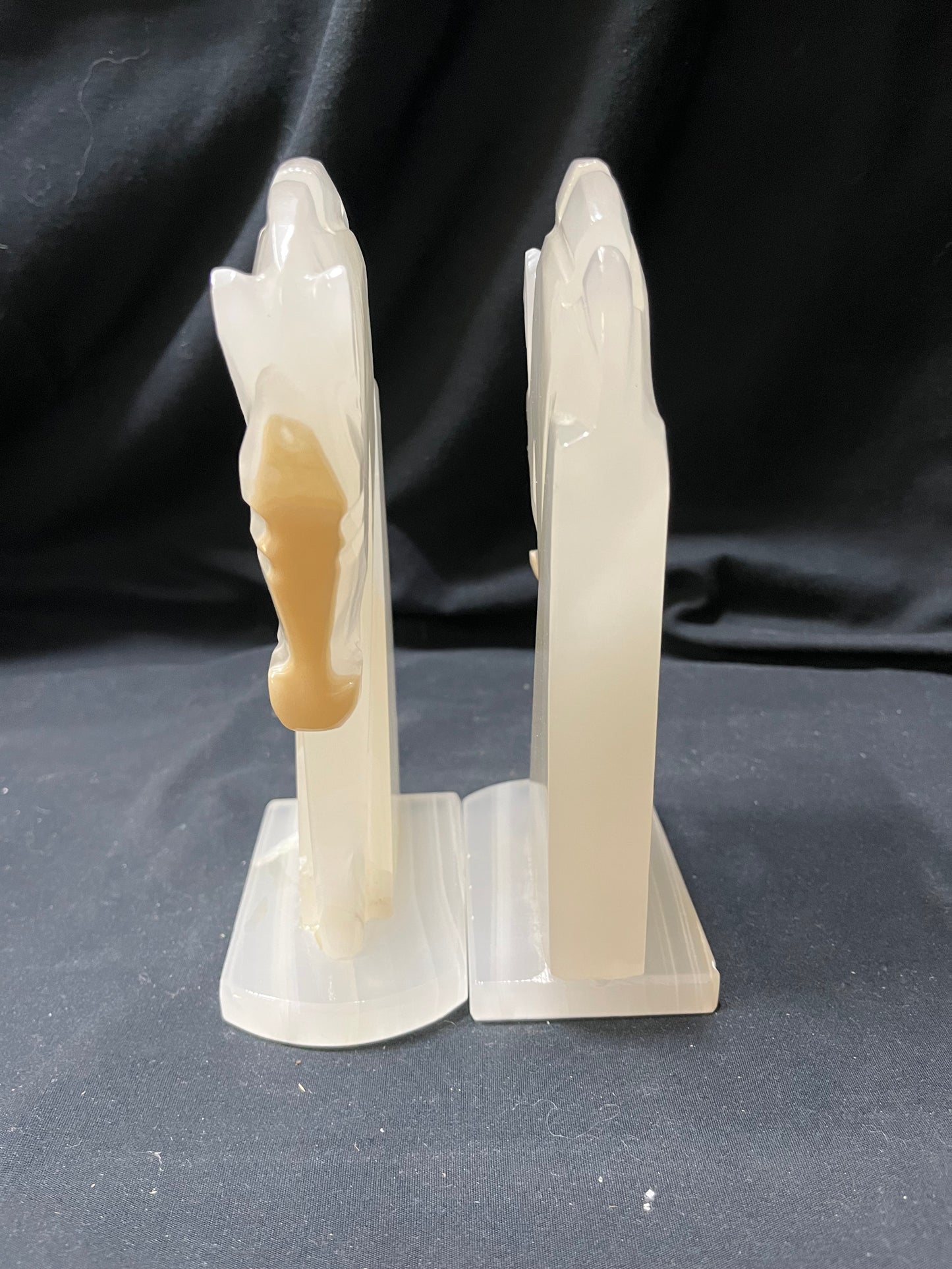 Carved Onyx Horse Head Bookends