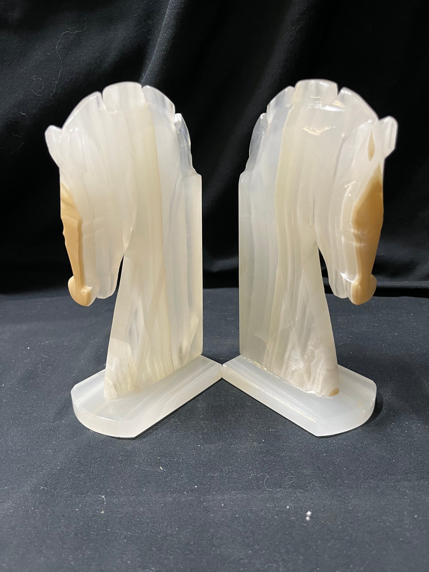 Carved Onyx Horse Head Bookends