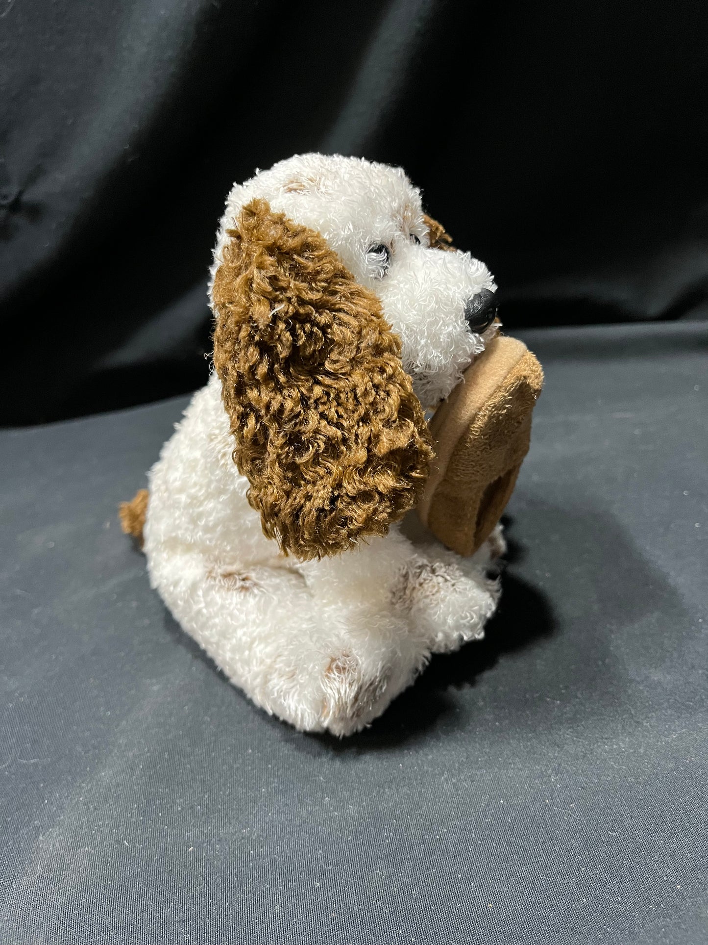 TY Beanie Baby PAL White and Brown Dog Holding Slipper - Web Exclusive 2006