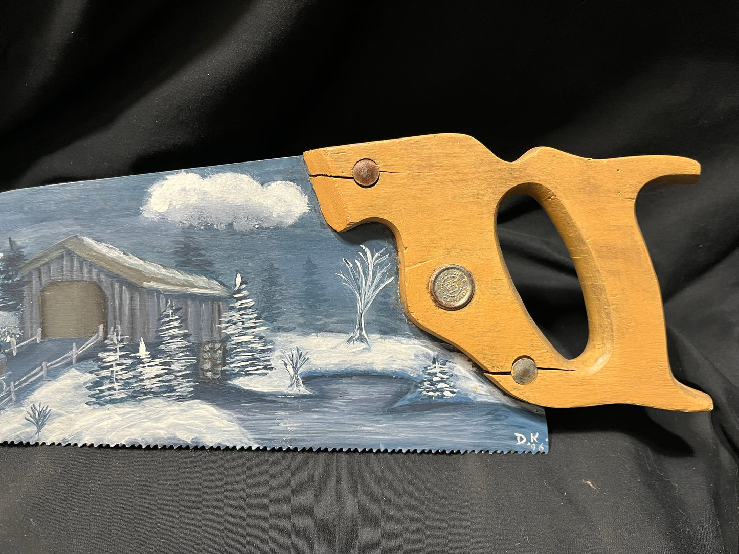 Hand Painted Vintage Hand Saw Signed D.K. '96