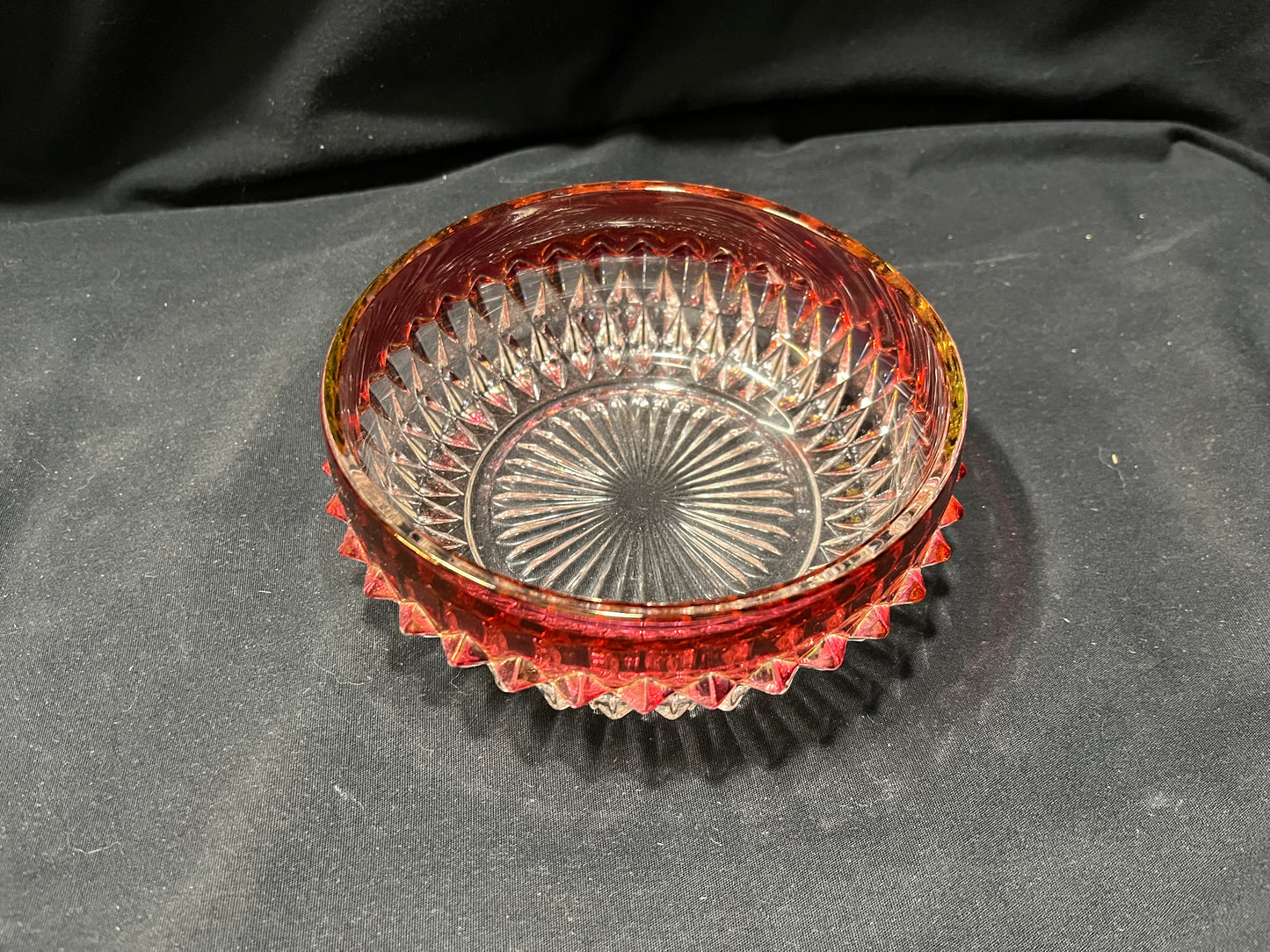Diamond Pointe Cranberry Flash Serving Dishes - Relish Server and Bowl