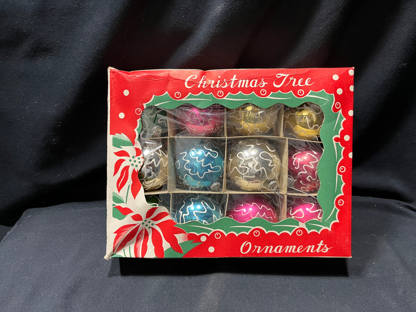 Vintage Glass Christmas Tree Ornaments - One Dozen (12)