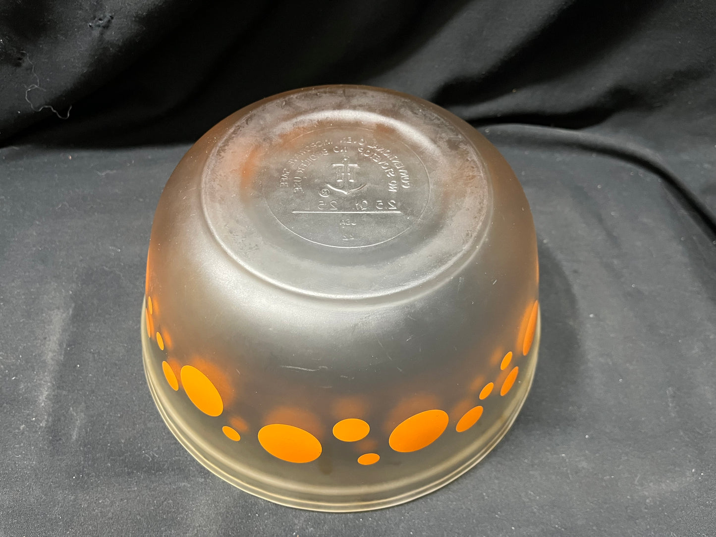 Anchor Hawking Orange Polka Dot Bowls, Satin Frosted Glass, Set of 3