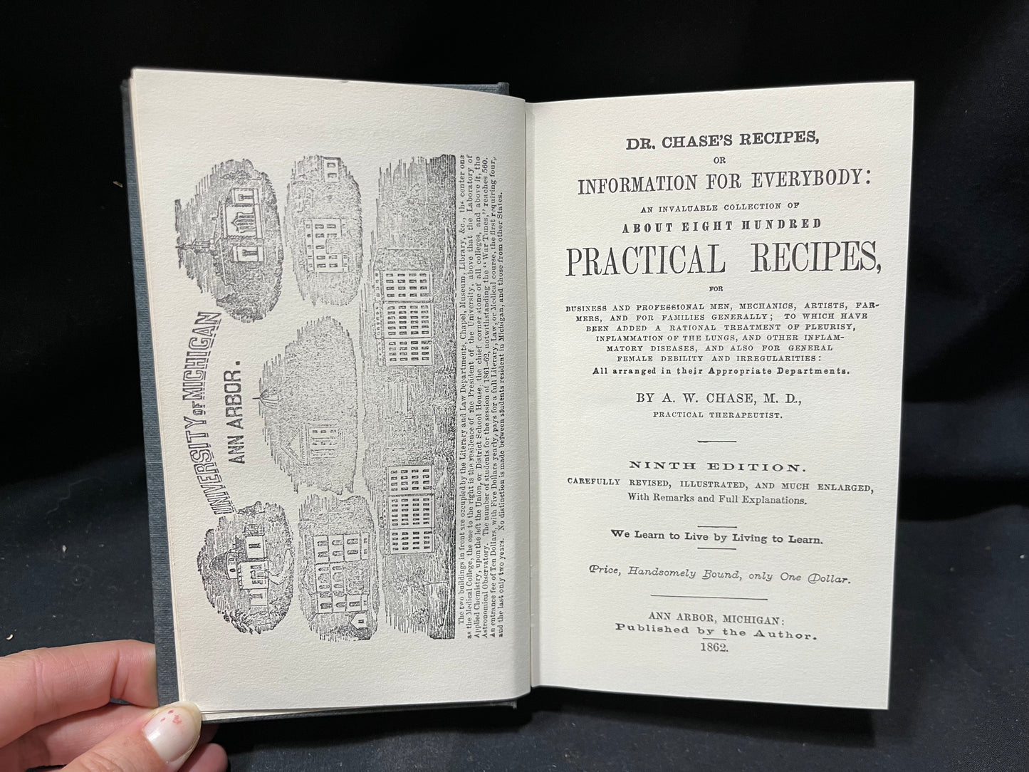 Dr. Chase's Recipes or information for everybody Hardcover 1862 Edition