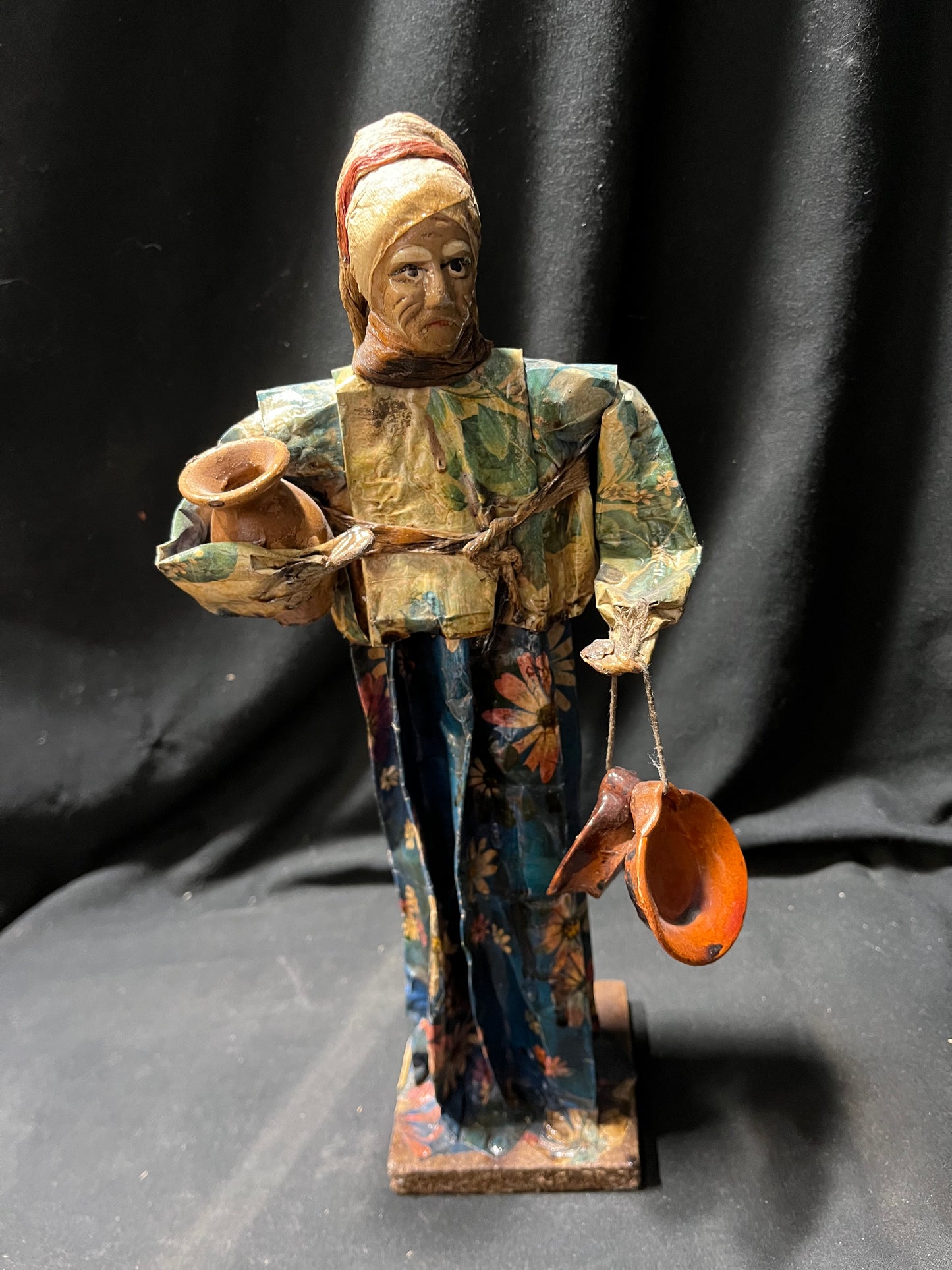Mexican Folk Art Paper Mache Old Lady Villager