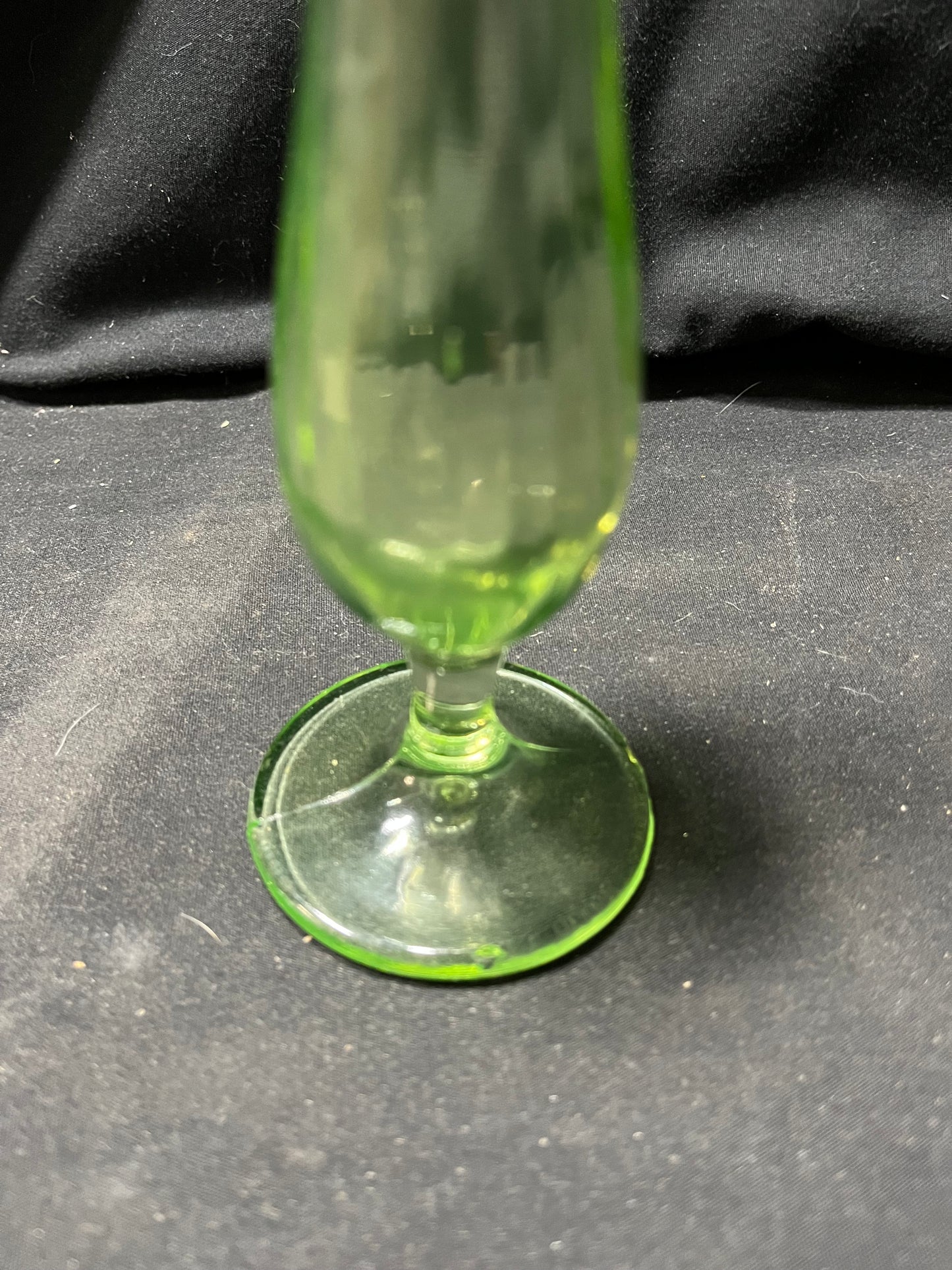Swung Glass Bud Vase, Uranium Glass, Vintage