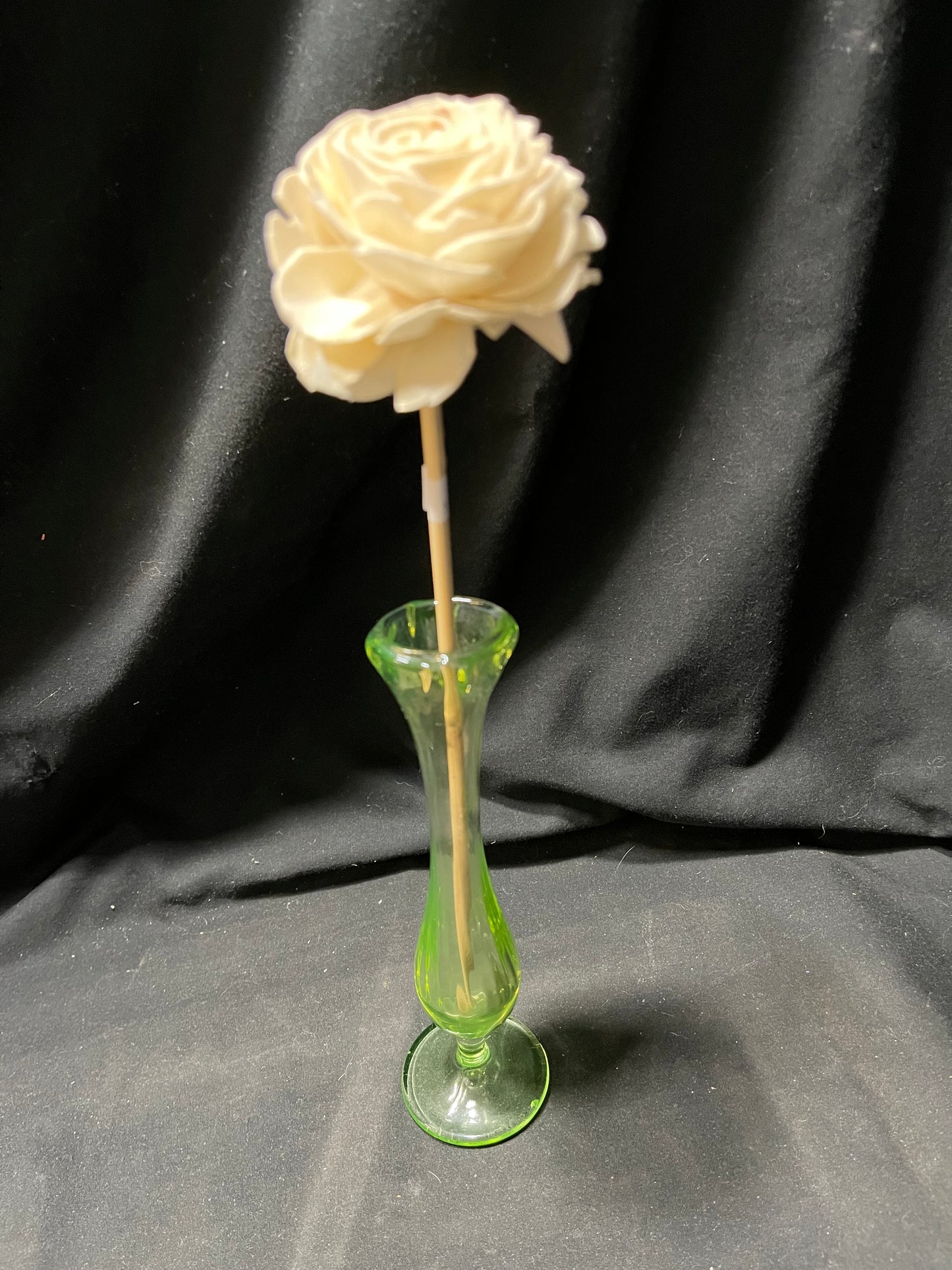 Swung Glass Bud Vase, Uranium Glass, Vintage